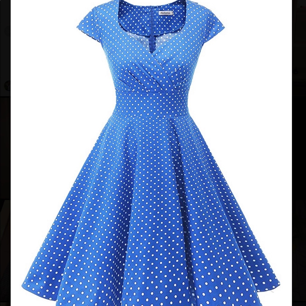 Blue Polka Dot 50s dress